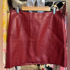 Bagatelle Burgundy Leather Skirt